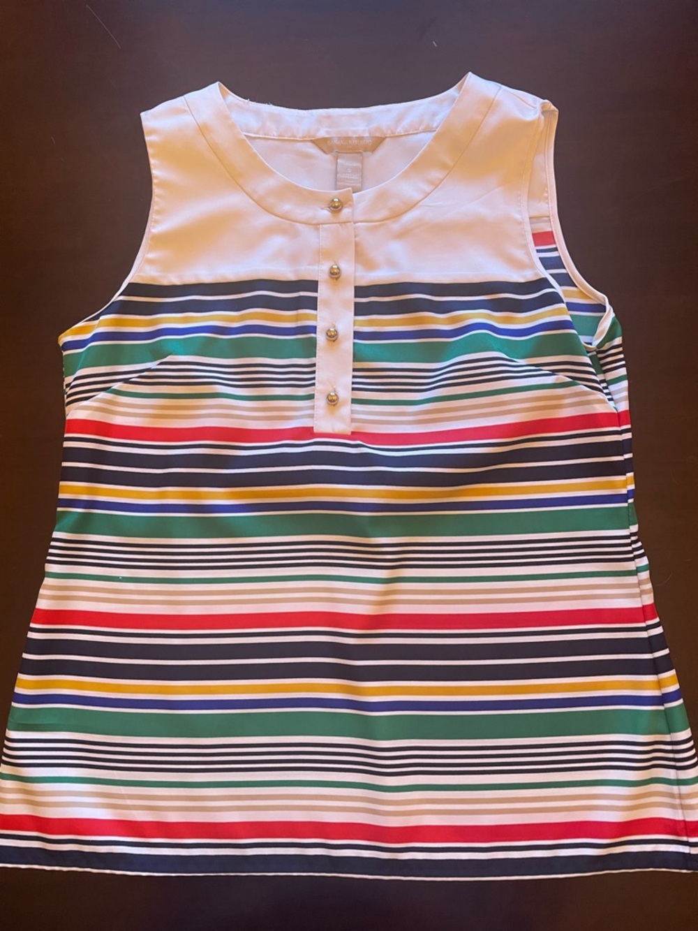 Banana Republic White Sleeveless Tank with Multicolor Stripes